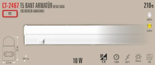 CATA 10W LED BANT ARMATÜR T5