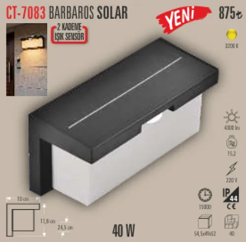 CATA BARBAROS SOLAR LED APLİK 3200K
