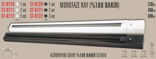 CATA ALÜMİNYUM SPOT RAY 1 MT LİK BEYAZ