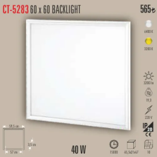CATA 60X60 BACKLİGHT 40W LED PANEL 3200K