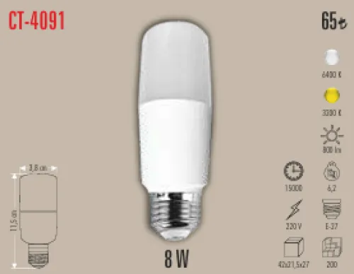 CATA 8W LED BORU AMPUL E27 3200K