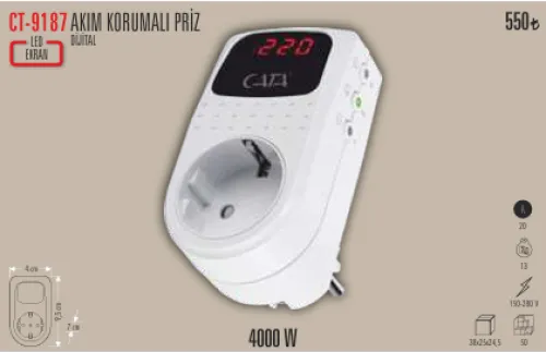 CATA AKIM KORUMALI PRİZ 4000W DİJİTAL